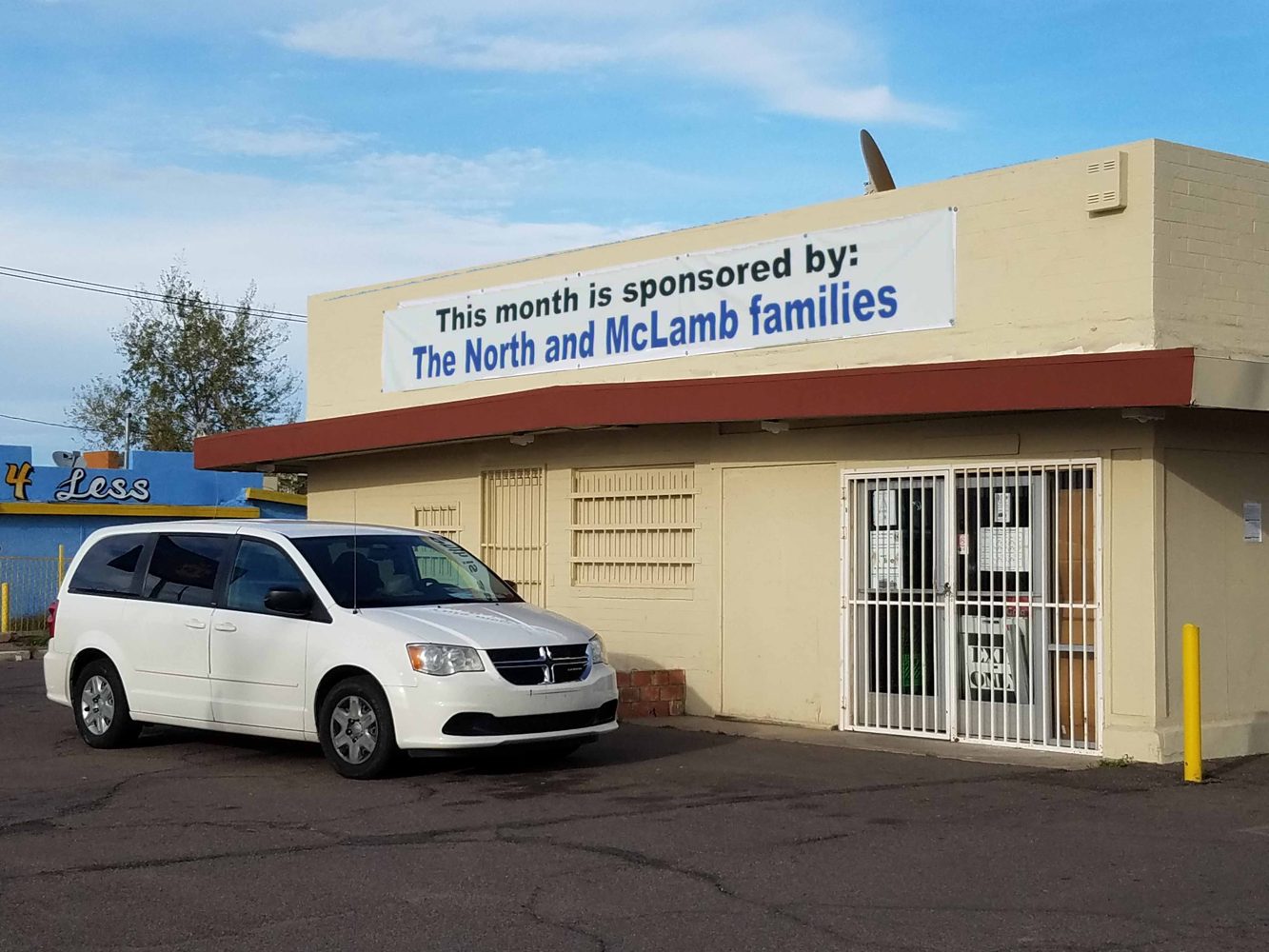 Corporate sponsor banner displayed at the pantry