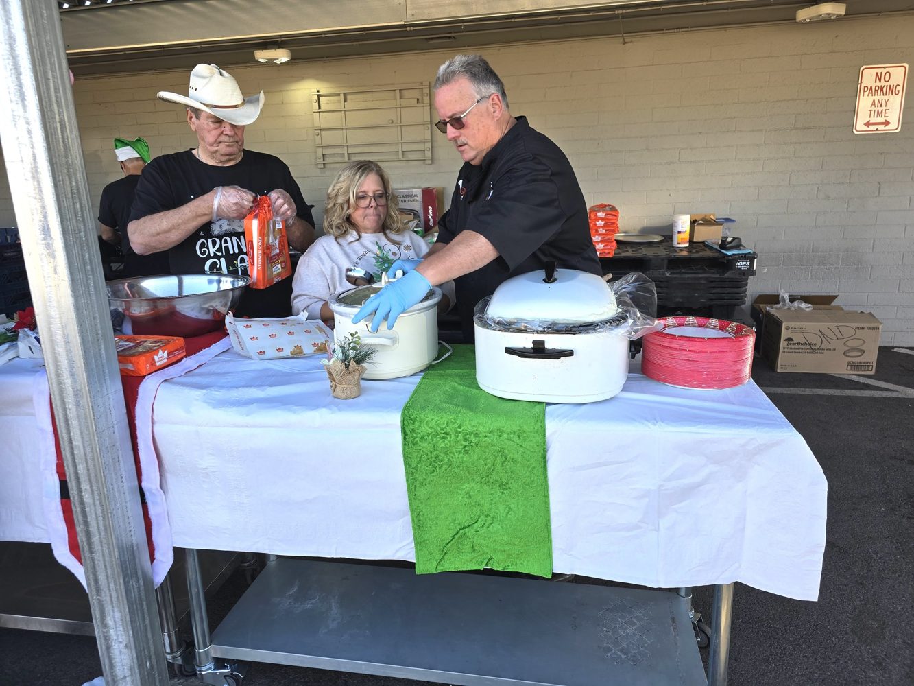 Volunteers serving a holiday meal